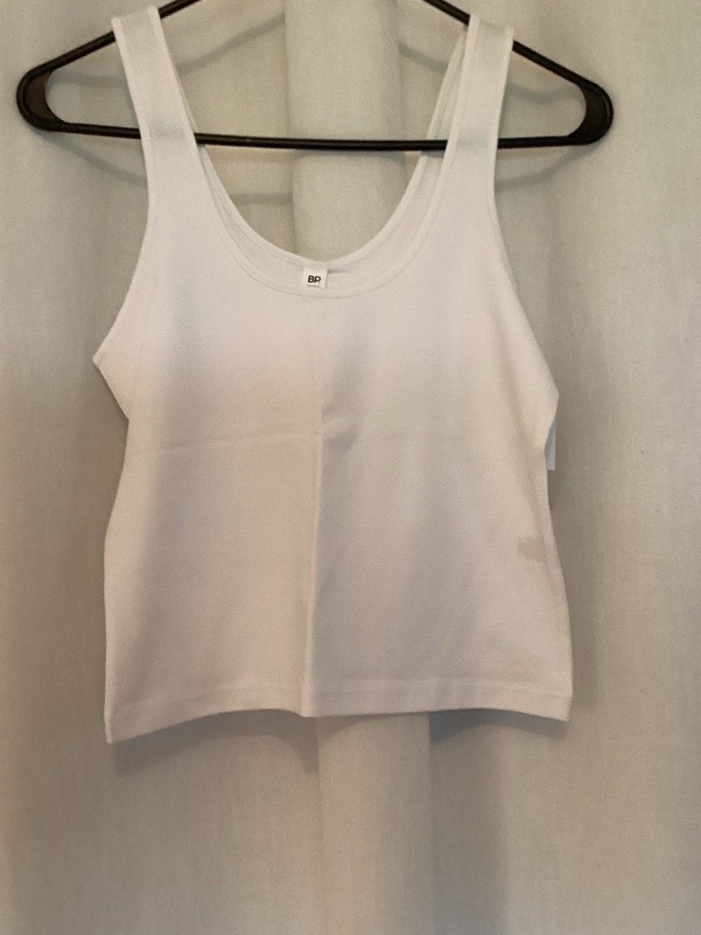 bp White Cropped Tank Top - Classic Women's Scoop Neck